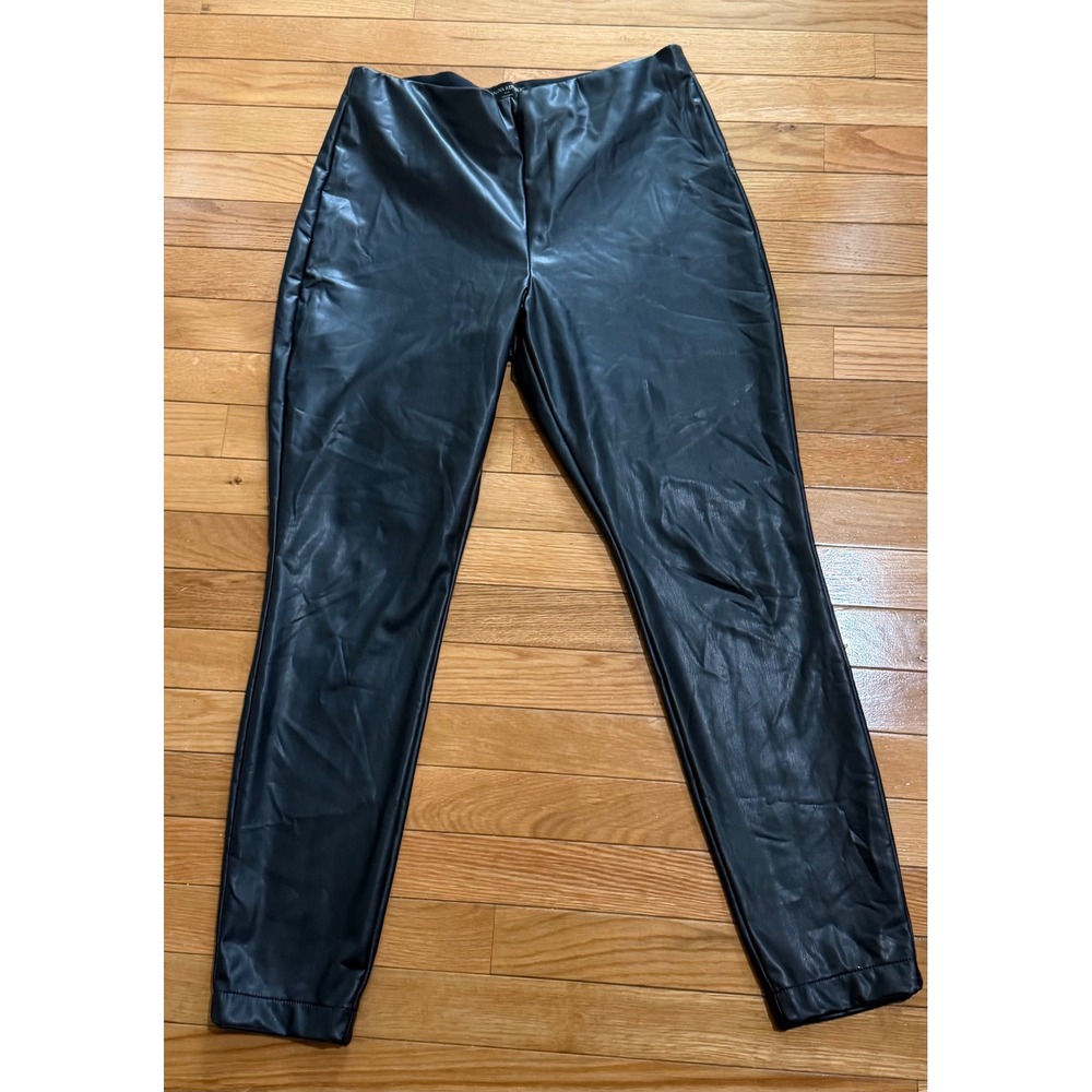 Banana Republic Womens Faux Leather Leggings Black High Rise Pants Size M